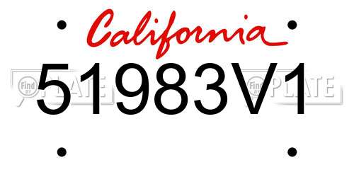 51983V1 California License Plate