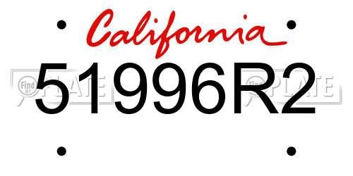 51996R2 California License Plate