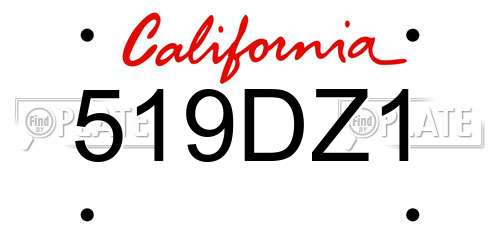 519DZ1 California License Plate