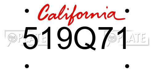 519Q71 California License Plate