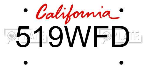 519WFD California License Plate