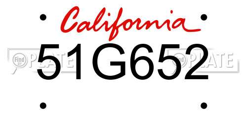 51G652 California License Plate