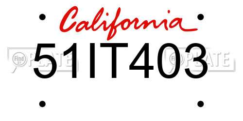 51IT403 California License Plate