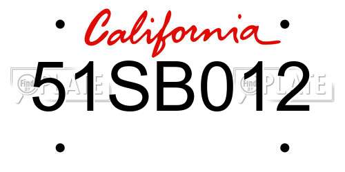 51SB012 California License Plate