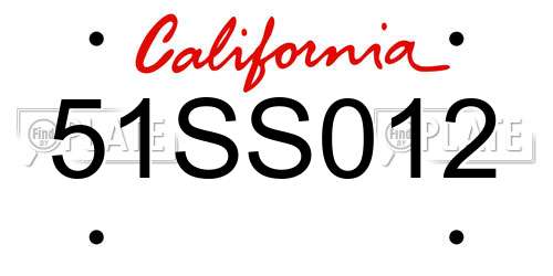 51SS012 California License Plate