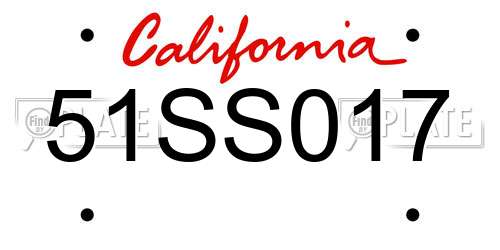 51SS017 California License Plate