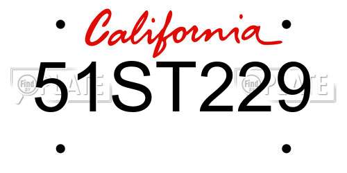 51ST229 California License Plate