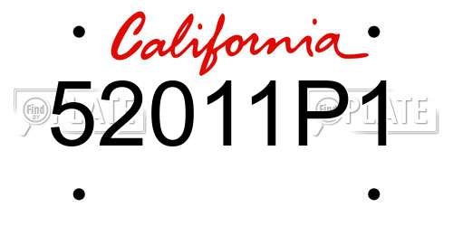 52011P1 California License Plate