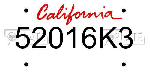 52016K3 California License Plate