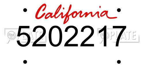 5202217 California License Plate