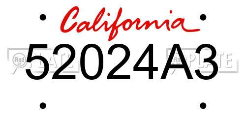 52024A3 California License Plate