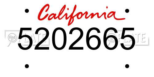 5202665 California License Plate