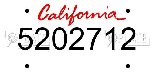 5202712 California License Plate