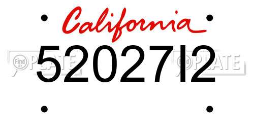 52027I2 California License Plate