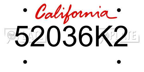 52036K2 California License Plate