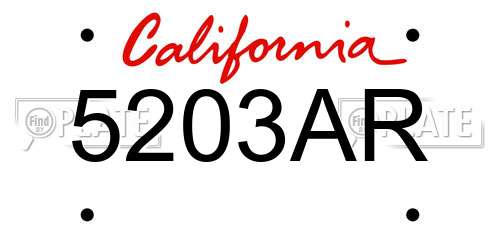 5203AR California License Plate