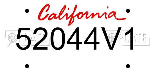 52044V1 California License Plate