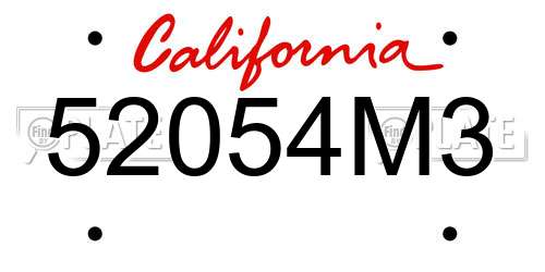52054M3 California License Plate