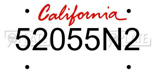 52055N2 California License Plate