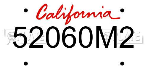 52060M2 California License Plate