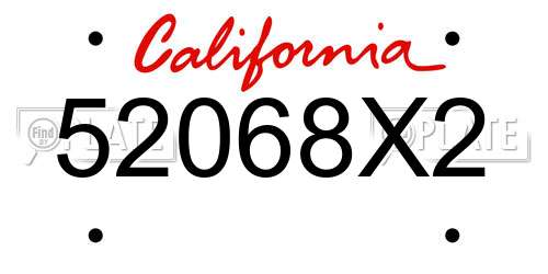 52068X2 California License Plate