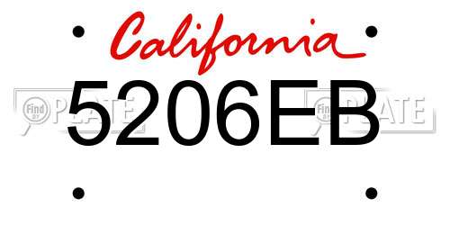 5206EB California License Plate