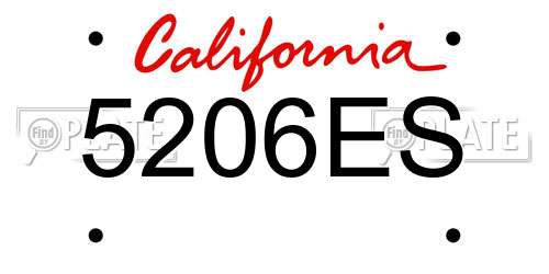 5206ES California License Plate