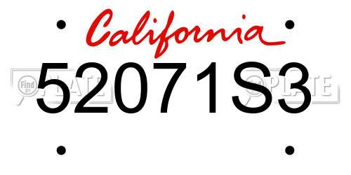 52071S3 California License Plate