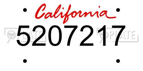 5207217 California License Plate