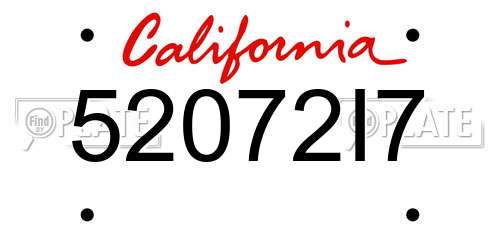 52072I7 California License Plate
