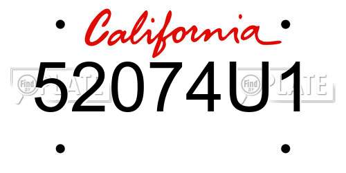 52074U1 California License Plate