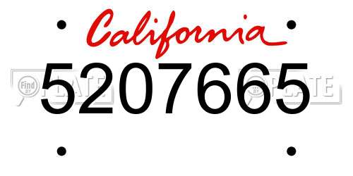 5207665 California License Plate