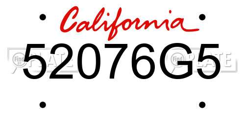 52076G5 California License Plate