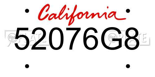 52076G8 California License Plate