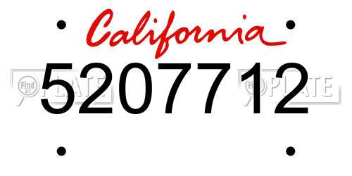 5207712 California License Plate