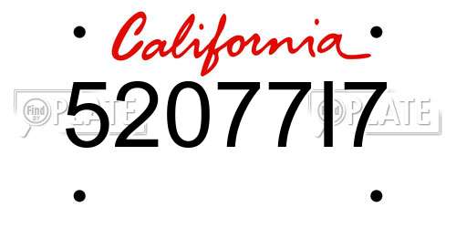 52077I7 California License Plate