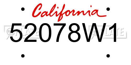 52078W1 California License Plate