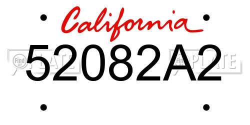 52082A2 California License Plate
