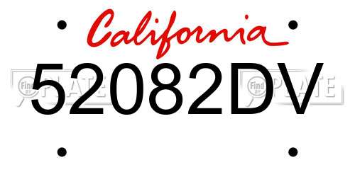 52082DV California License Plate