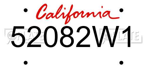 52082W1 California License Plate
