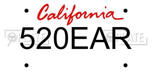520EAR California License Plate