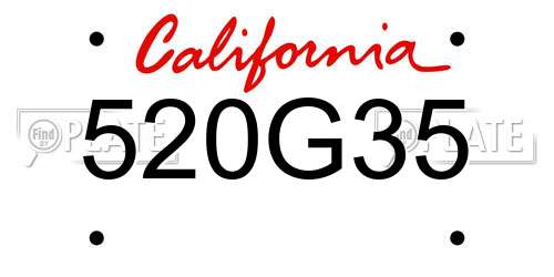 520G35 California License Plate