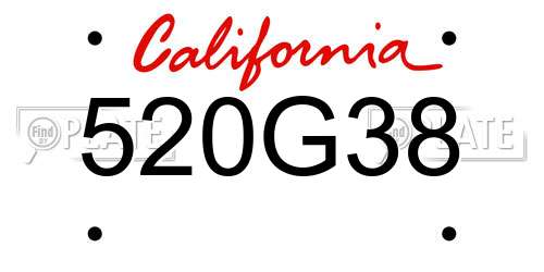520G38 California License Plate