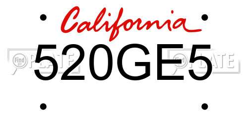520GE5 California License Plate