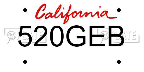 520GEB California License Plate