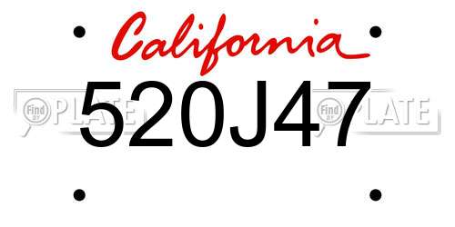 520J47 California License Plate