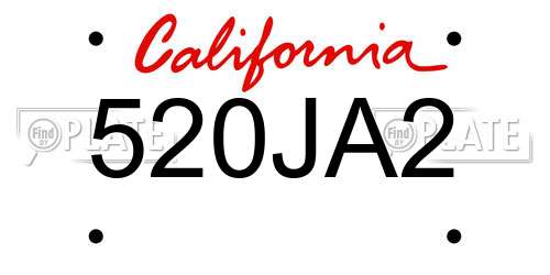520JA2 California License Plate