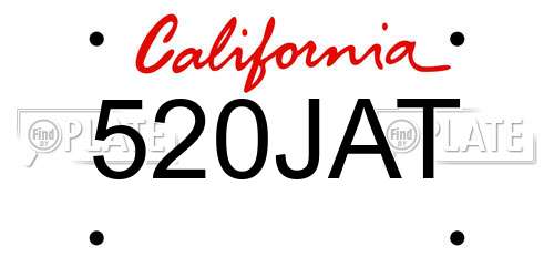 520JAT California License Plate