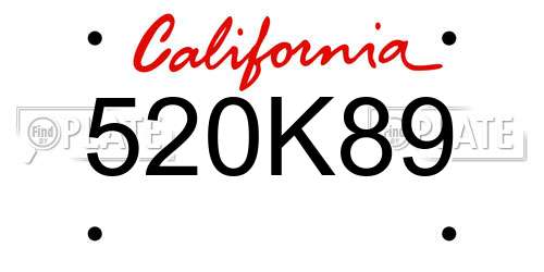520K89 California License Plate
