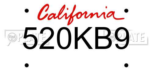 520KB9 California License Plate